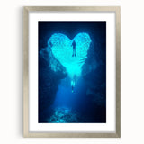 Framed silver mat landscape artwork depicting a serene cave scene, showcasing intricate details and vibrant colors, perfect for enhancing home decor.