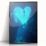 Framed acrylic artwork showcasing a stunning cave landscape with silver accents, perfect for modern home decor. This captivating piece adds elegance and depth to any room.