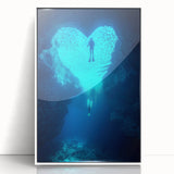 Framed acrylic artwork showcasing a stunning landscape with intricate cave details, presented in a sleek white frame, ideal for modern home decor.