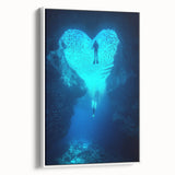 Framed canvas artwork depicting a serene cave landscape in muted earth tones, showcasing intricate details and textures, designed to enhance home decor.