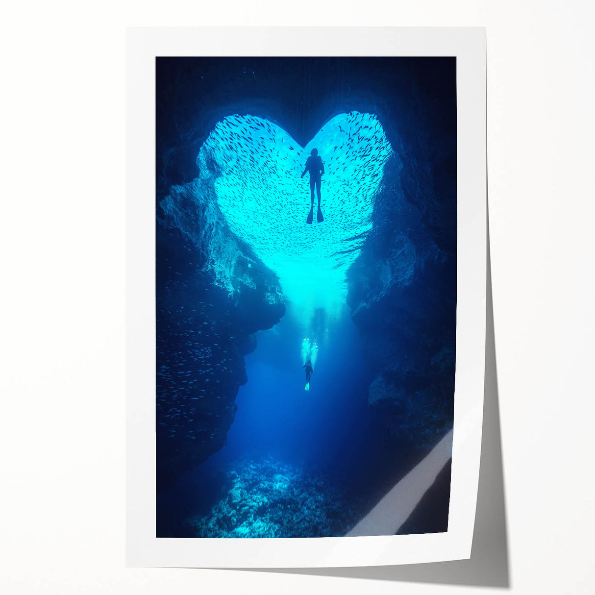 Stunning rolled print showcasing a serene landscape with intricate cave formations and vibrant colors, perfect for enhancing home decor and artistic spaces.
