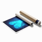 Stunning rolled print of a vibrant cave landscape artwork, showcasing intricate details and rich colors, packaged securely in a durable cardboard tube for safe shipping.