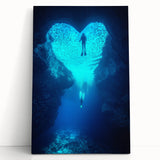 Stretched canvas artwork depicting a vibrant landscape with caves, featuring rich earthy tones and intricate details, perfect for home decor and nature enthusiasts.