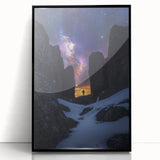 Framed acrylic artwork showcasing stunning cliffs and landscapes in vibrant colors, with a sleek black frame enhancing its modern aesthetic. Perfect for home decor.