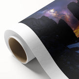 Stunning rolled canvas artwork depicting dramatic cliffs and lush landscapes, showcasing vibrant colors and intricate details, perfect for home decor.