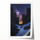 Vibrant rolled canvas print depicting a breathtaking landscape of cliffs under a clear blue sky, showcasing rich colors and intricate details, perfect for home decor.