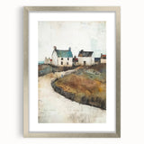 Abstract architecture wall art framed in silver with a mat, showcasing geometric shapes and lines, perfect for modern home decor. Ideal for enhancing interior spaces.