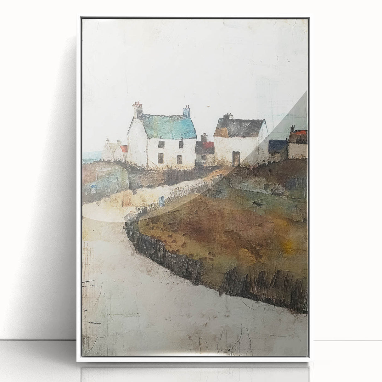 Framed abstract architecture wall art featuring white acrylic design, highlighting geometric shapes and modern aesthetics, perfect for contemporary home decor.