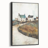 Framed canvas wall art featuring a modern abstract architectural design in black, showcasing geometric shapes and lines, perfect for contemporary home decor.