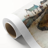 Abstract architectural wall art on rolled canvas showcasing vibrant geometric shapes and bold colors, ideal for modern home decor. Packaged securely in a cardboard tube for safe delivery.