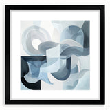 Abstract geometric frame in matte black, showcasing a modern design with clean lines and sharp angles, ideal for contemporary home decor or art presentations.