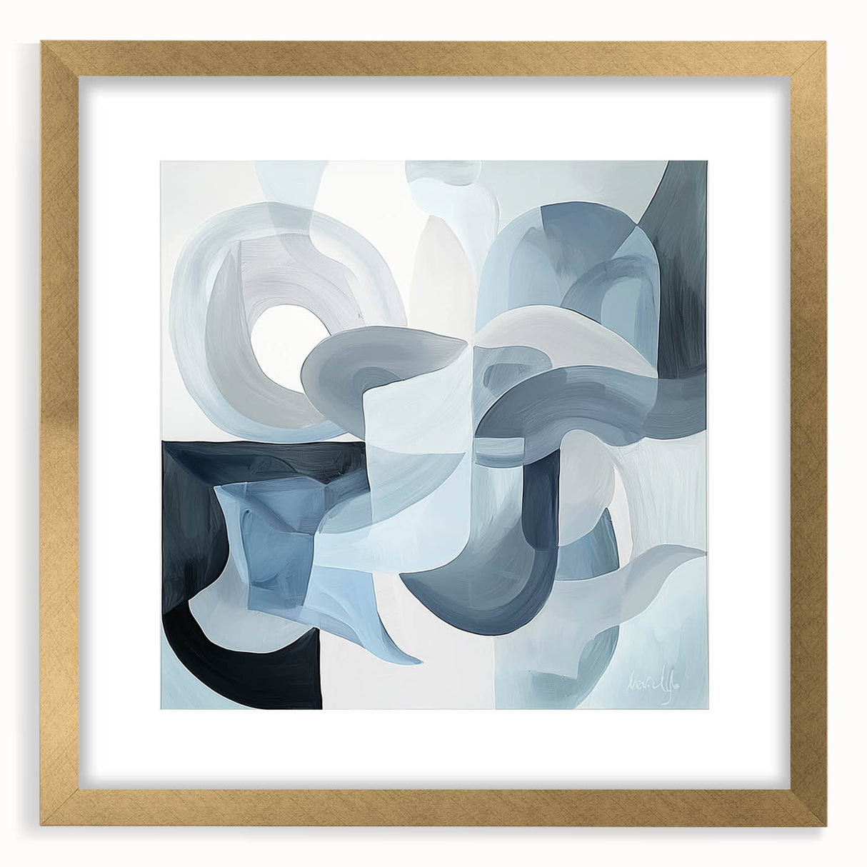 Abstract geometric frame in gold with a matte finish, showcased from the front, perfect for modern decor. Ideal for enhancing contemporary interior designs.
