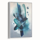 Framed canvas artwork showcasing an abstract splatter design in vibrant colors against a white background, viewed from the side, ideal for modern decor.