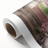 Art deco poster featuring an ornate French door design in neutral hues on rolled canvas.