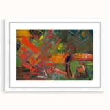 Expressionist Campfire Scene – Bold Abstract By the Campfire Wall Art