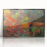 Expressionist Campfire Scene – Bold Abstract By the Campfire Wall Art