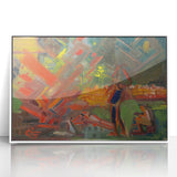 Expressionist Campfire Scene – Bold Abstract By the Campfire Wall Art