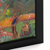 Expressionist Campfire Scene – Bold Abstract By the Campfire Wall Art