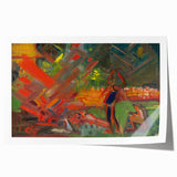 Expressionist Campfire Scene – Bold Abstract By the Campfire Wall Art