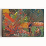 Expressionist Campfire Scene – Bold Abstract By the Campfire Wall Art