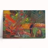 Expressionist Campfire Scene – Bold Abstract By the Campfire Wall Art
