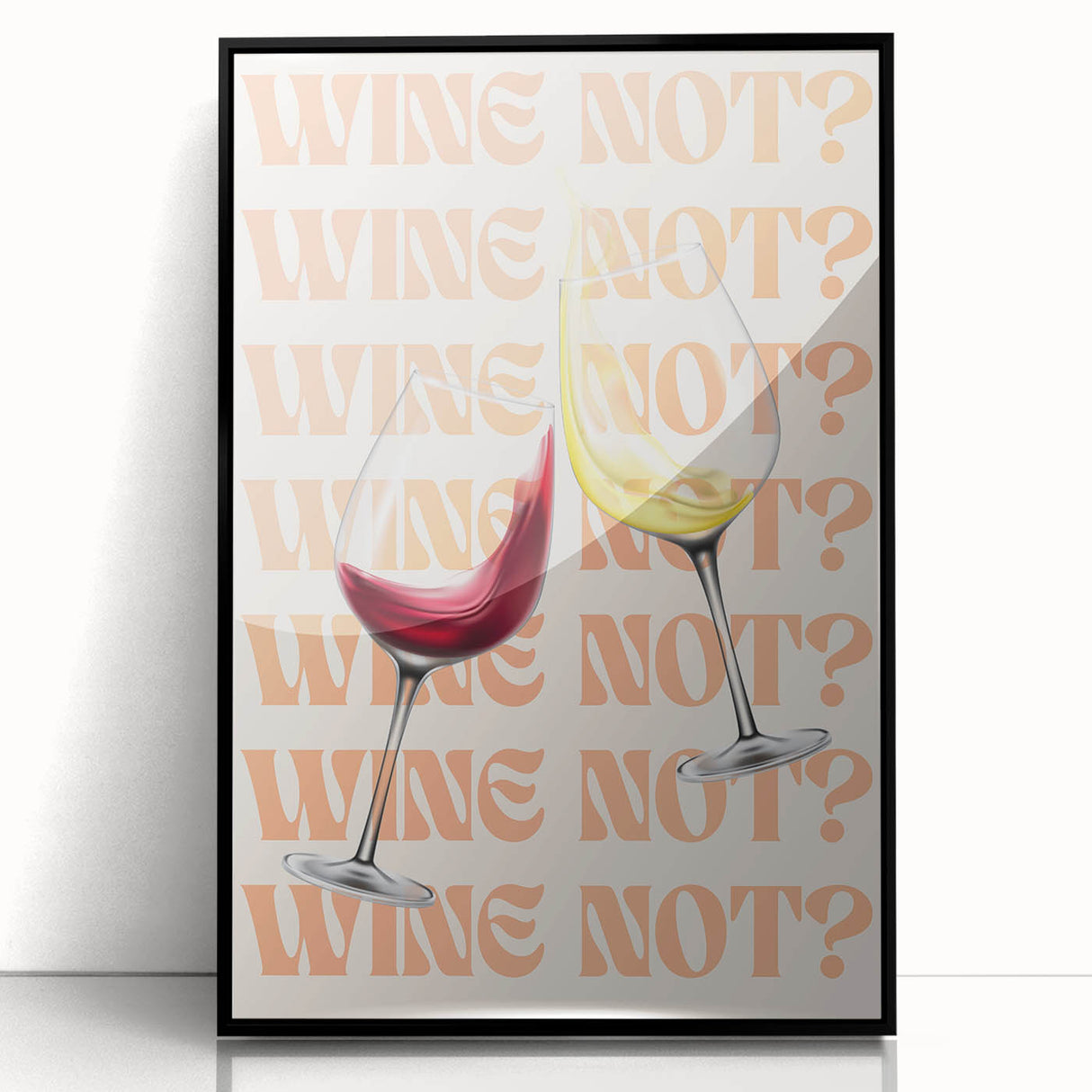 Large abstract wall art featuring vibrant geometric shapes in red and blue on a black acrylic framed print.