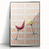 Large art print of a mid-century modernist food and drink motif in silver framed acrylic, suitable for modern kitchen decor.