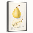 Black and white vintage poster art of fruits on framed canvas, suitable for bedroom wall decor.