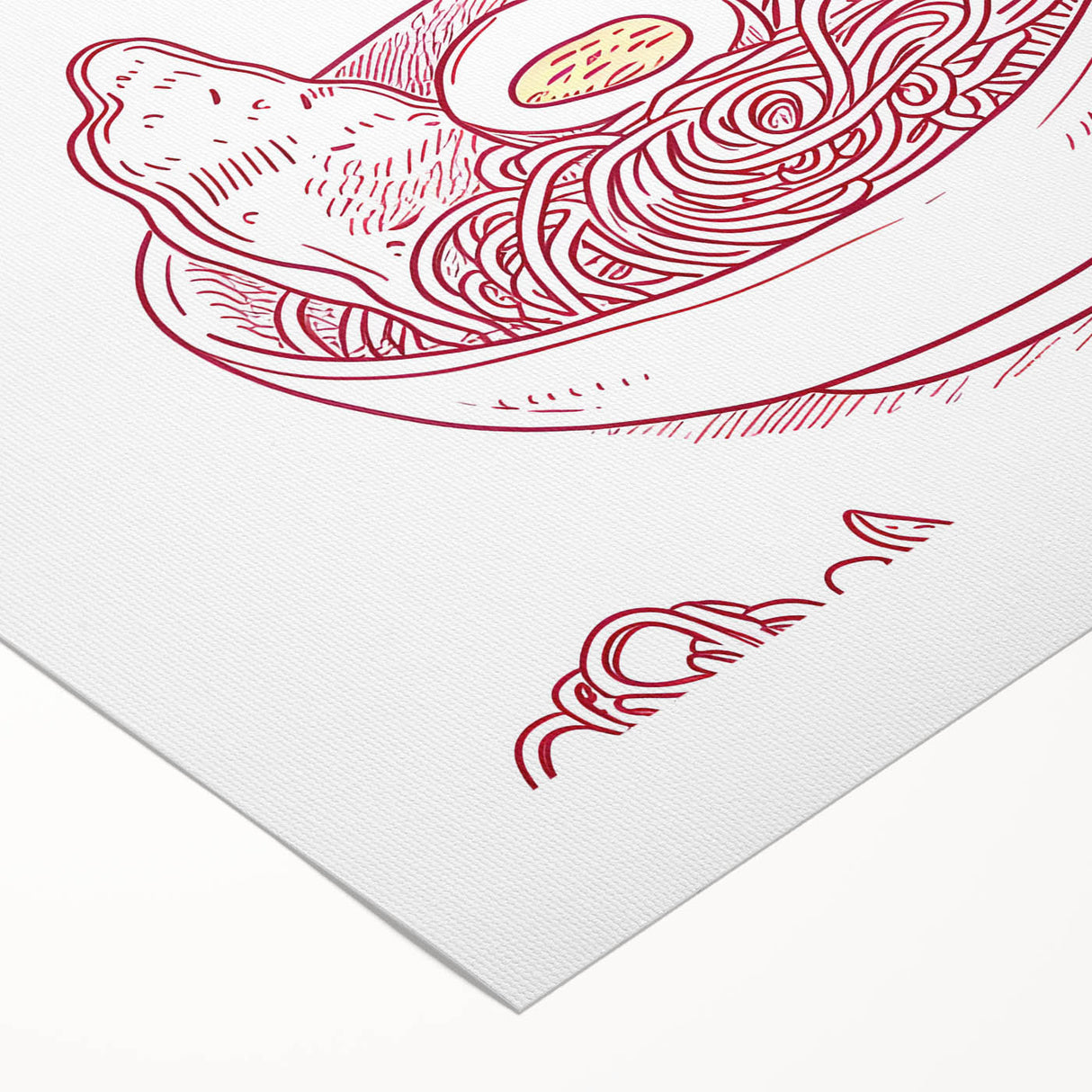 Art Deco poster featuring a stylized food illustration in bold red and black, printed on rolled canvas.