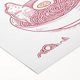 Art Deco poster featuring a stylized food illustration in bold red and black, printed on rolled canvas.