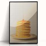 Large abstract wall art featuring assorted pastries in muted earth tones, framed in black acrylic.