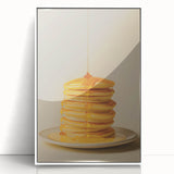 Art deco poster of assorted pastries in muted pastel tones, framed acrylic, ideal for modern kitchen decor.