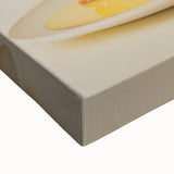 Close-up of a large art canvas featuring a black and white landscape painting of pastries, ideal for bedroom wall decor.
