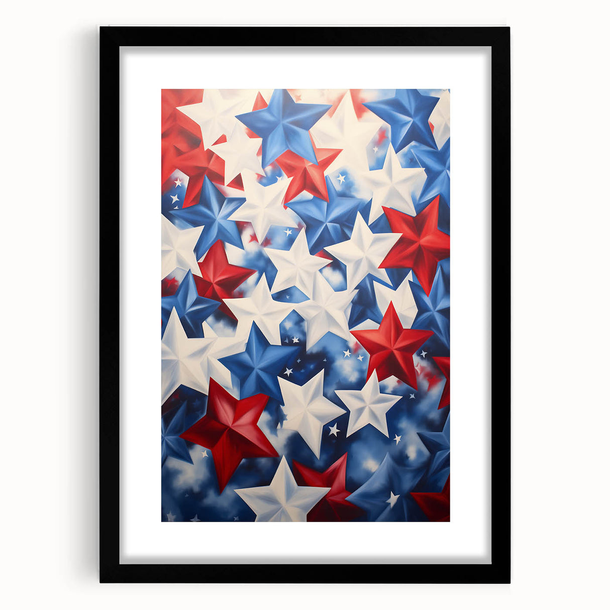 Patriotic Star Pattern - 4th of July Wall Art Decoration