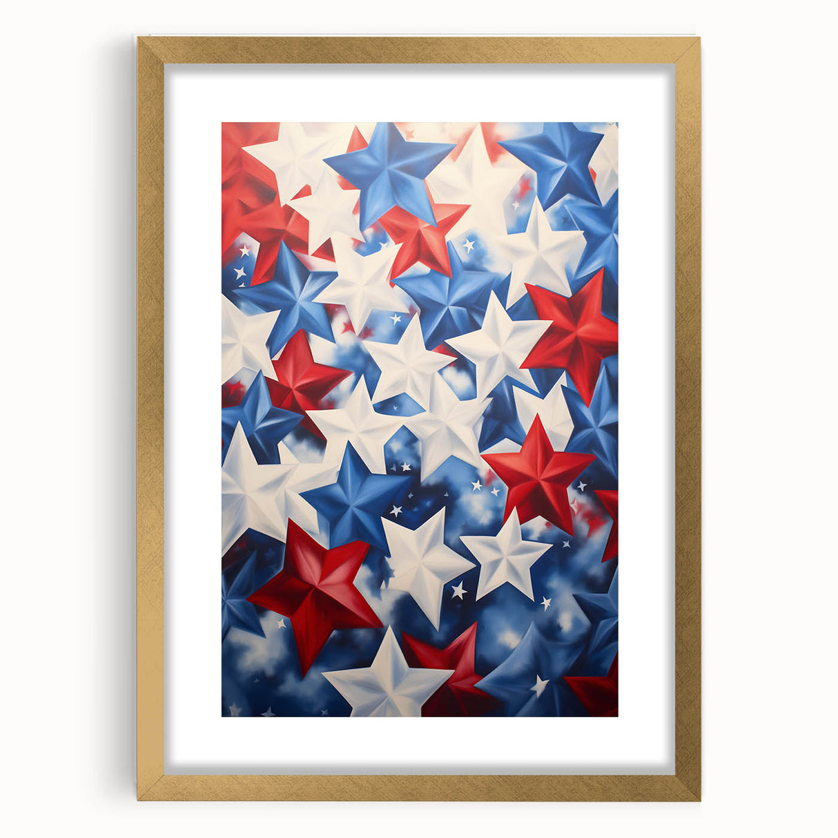 Patriotic Star Pattern - 4th of July Wall Art Decoration