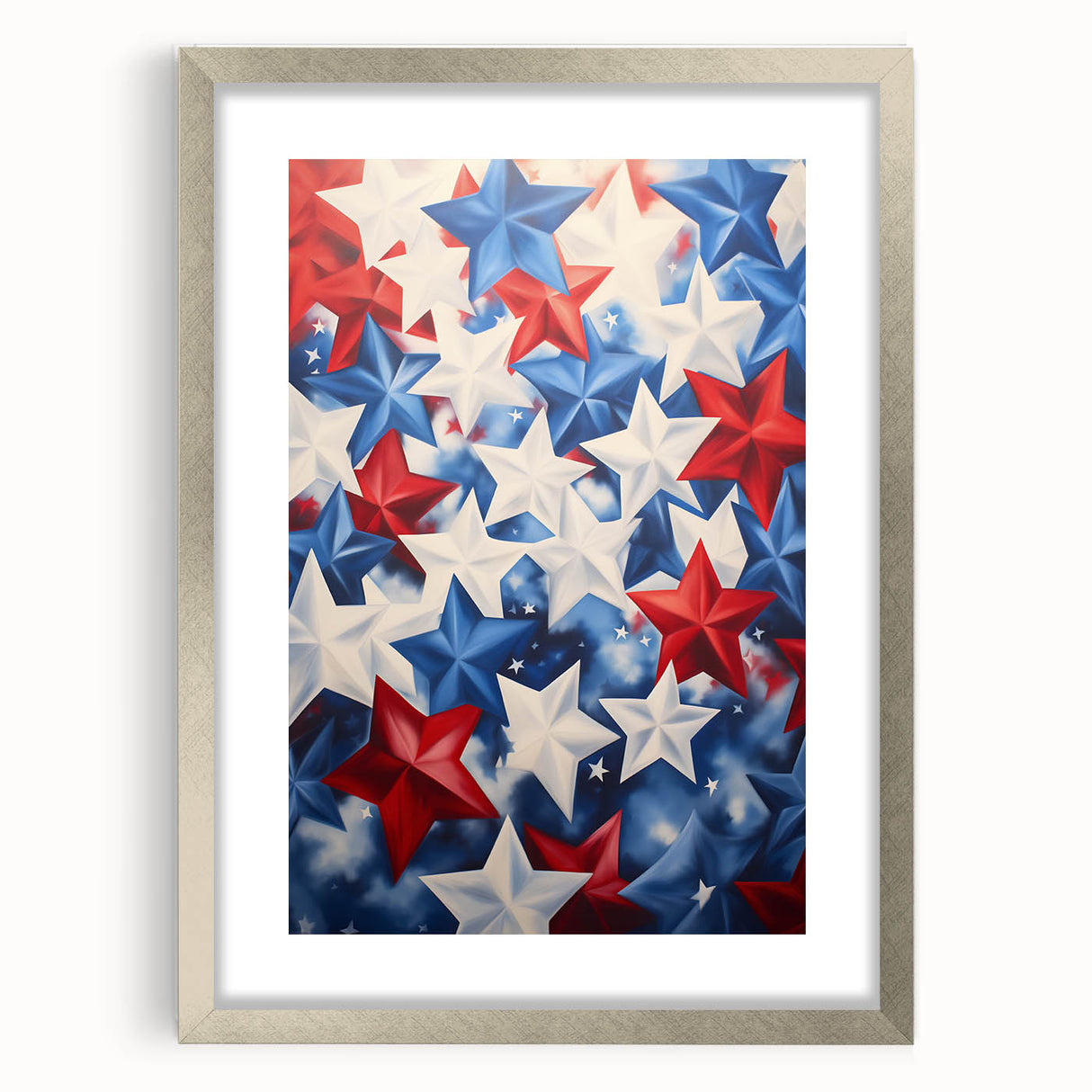 Patriotic Star Pattern - 4th of July Wall Art Decoration