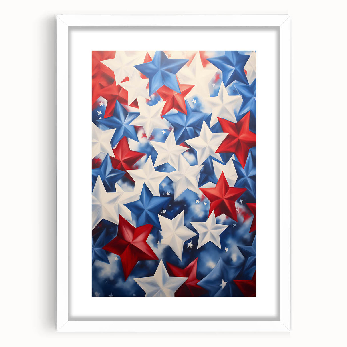 Patriotic Star Pattern - 4th of July Wall Art Decoration