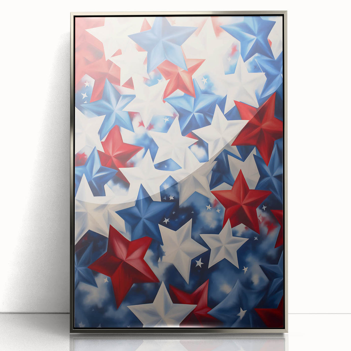 Patriotic Star Pattern - 4th of July Wall Art Decoration