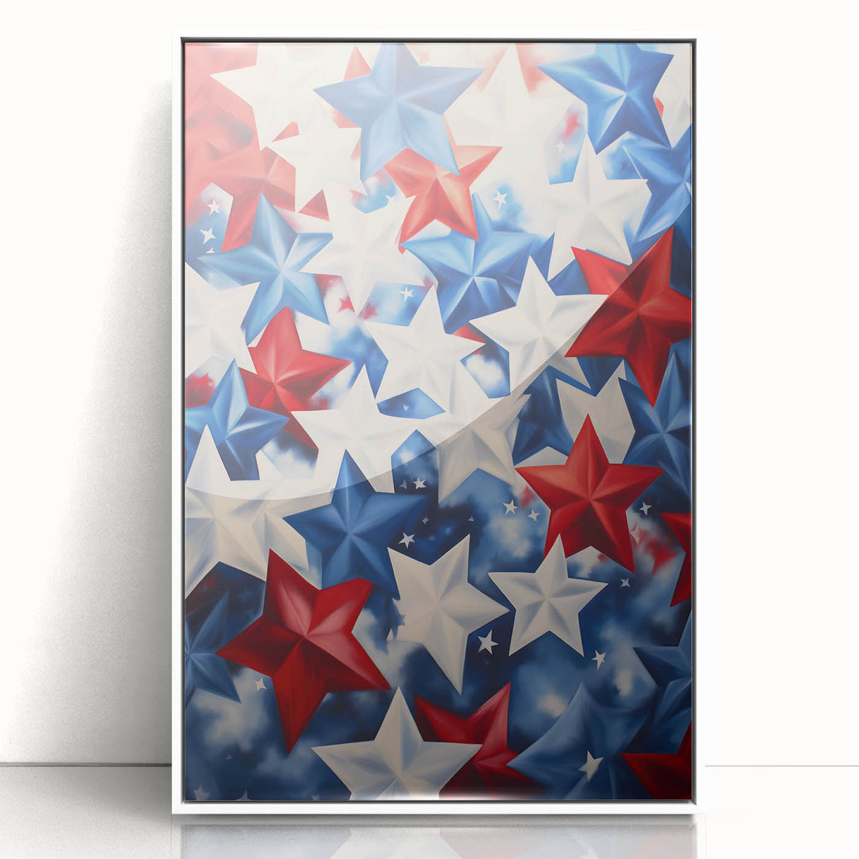 Patriotic Star Pattern - 4th of July Wall Art Decoration