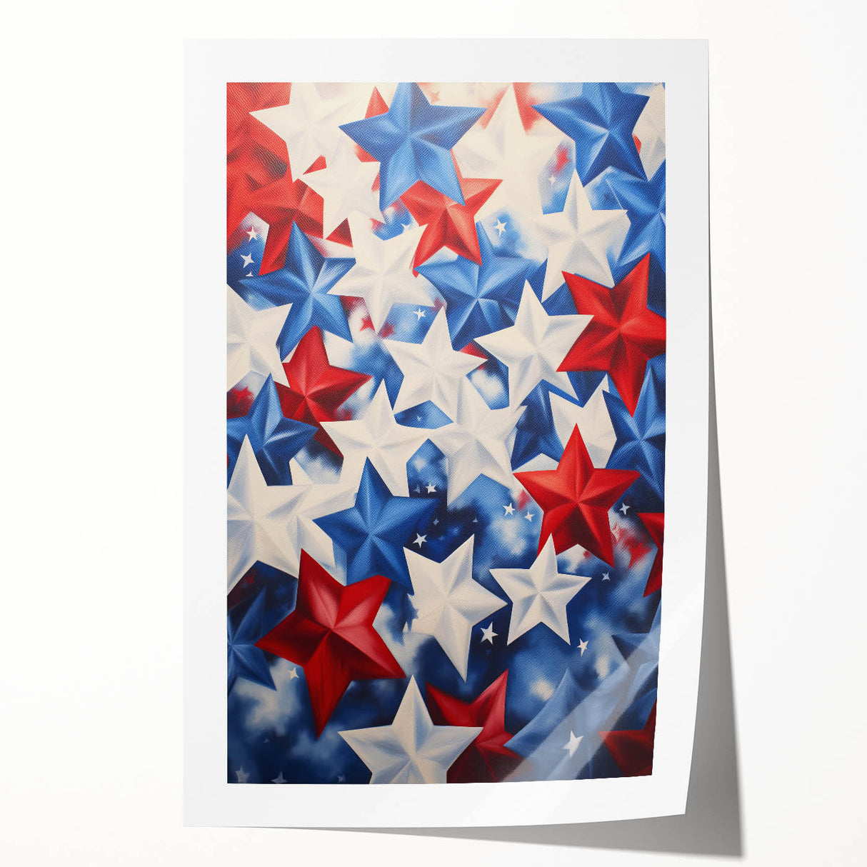 Patriotic Star Pattern - 4th of July Wall Art Decoration