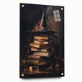 Witch’s Hat and Books Halloween Wall Art - Gothic Oil Painting
