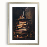 Witch’s Hat and Books Halloween Wall Art - Gothic Oil Painting