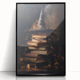 Witch’s Hat and Books Halloween Wall Art - Gothic Oil Painting