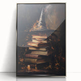 Witch’s Hat and Books Halloween Wall Art - Gothic Oil Painting