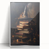 Witch’s Hat and Books Halloween Wall Art - Gothic Oil Painting