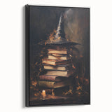 Witch’s Hat and Books Halloween Wall Art - Gothic Oil Painting