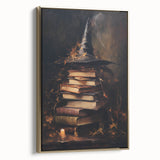 Witch’s Hat and Books Halloween Wall Art - Gothic Oil Painting