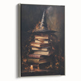 Witch’s Hat and Books Halloween Wall Art - Gothic Oil Painting