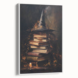Witch’s Hat and Books Halloween Wall Art - Gothic Oil Painting