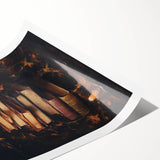 Witch’s Hat and Books Halloween Wall Art - Gothic Oil Painting